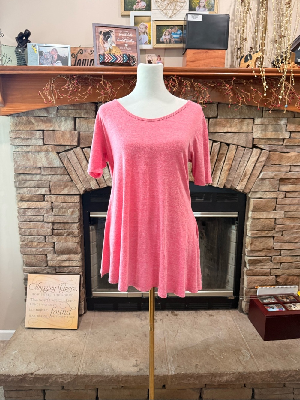 LuLaRoe Pink Short-Sleeve Flowy Tunic
